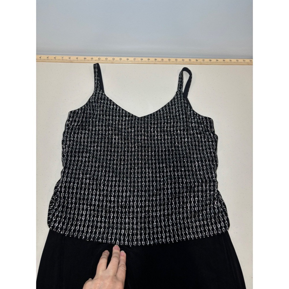 Alex Evenings Beaded Formal Gown Size 12 Black Silver‎ Spaghetti Strap Maxi - Picture 7 of 13